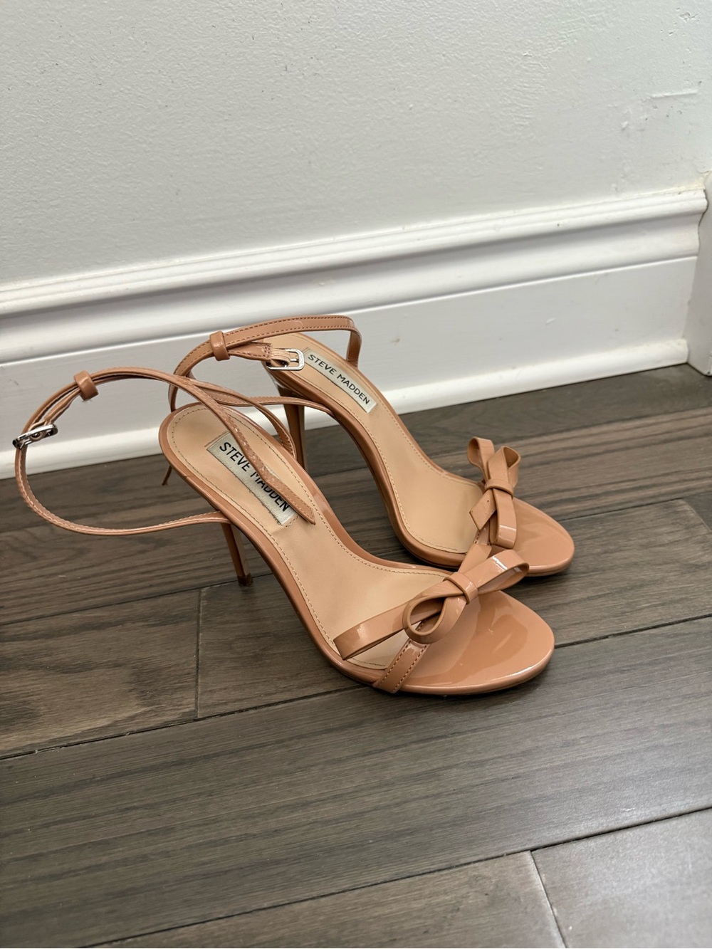 Steve Madden Blush Patent Bow Ankle-Strap Heels